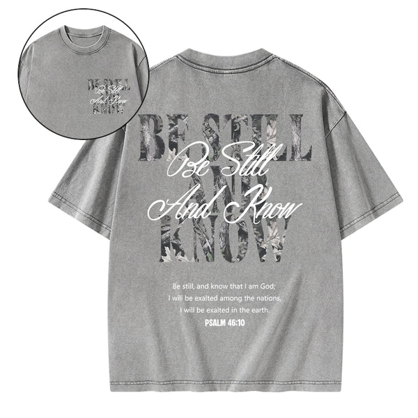 Be Still And Know Christian Washed T-Shirt