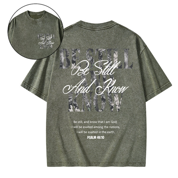 Be Still And Know Christian Washed T-Shirt