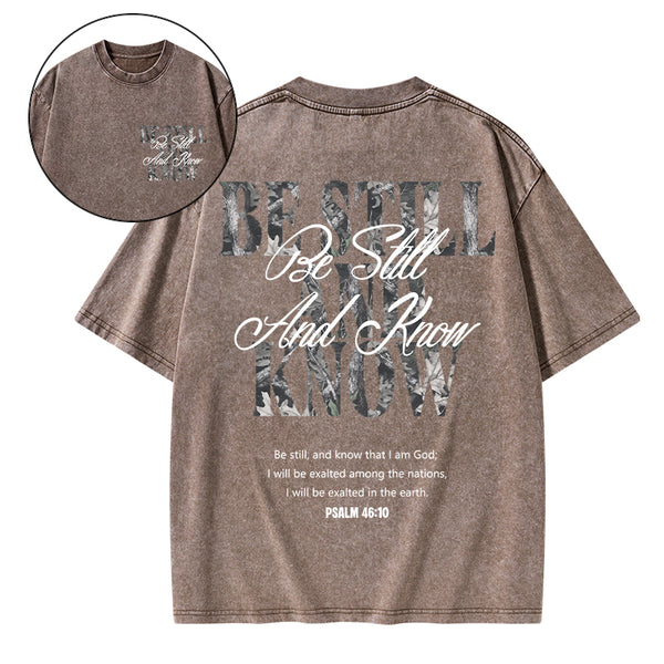 Be Still And Know Christian Washed T-Shirt
