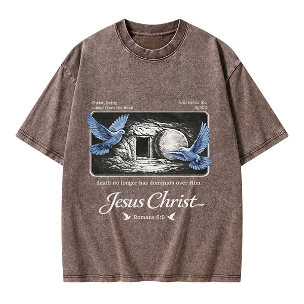 Christ Being Raised From The Dead Christian Washed T-Shirt
