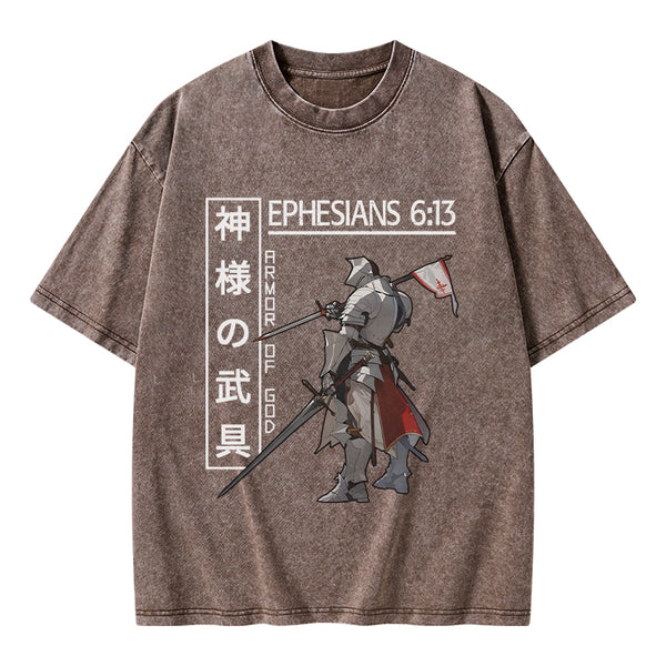 GC-WTSA0039 Armor Of God Anime Christian Washed T-Shirt