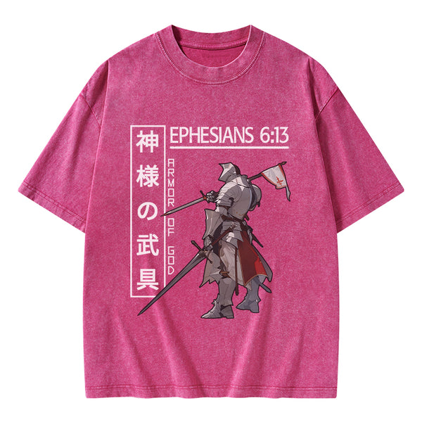 GC-WTSA0039 Armor Of God Anime Christian Washed T-Shirt