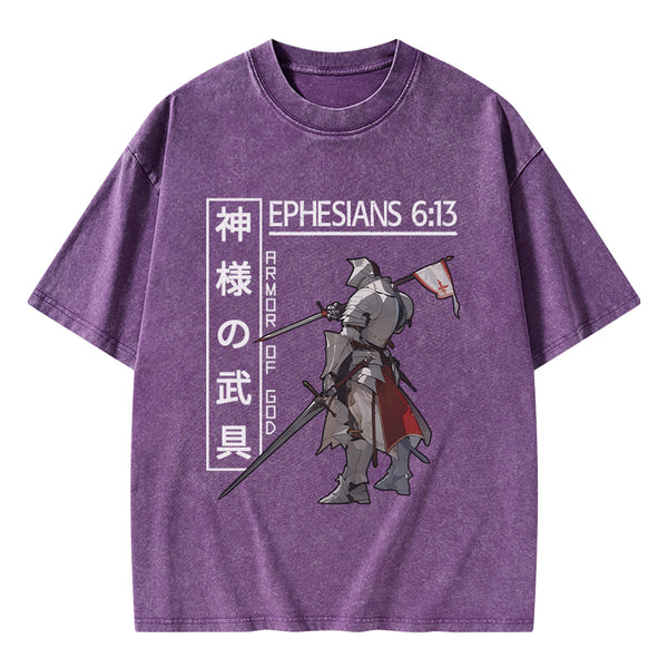 GC-WTSA0039 Armor Of God Anime Christian Washed T-Shirt