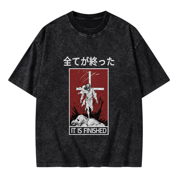 GC-WTSA0042 It Is Finished Christian Washed T-Shirt