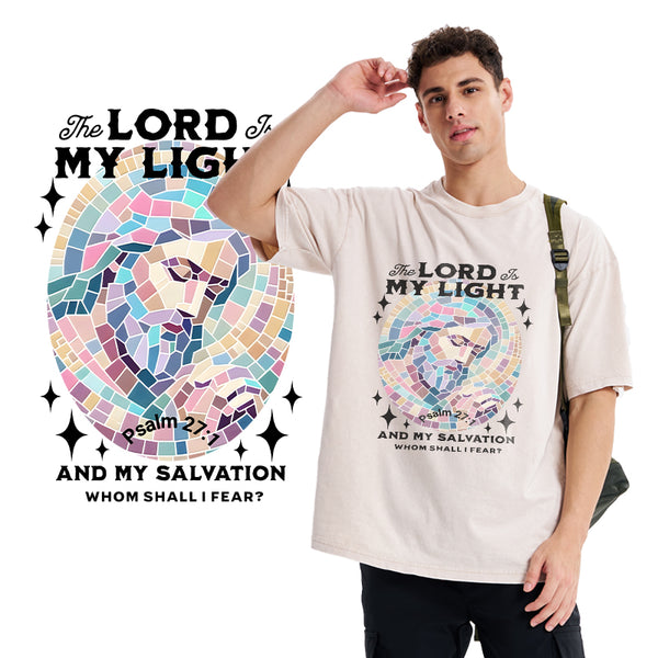 GC-WTSA0064 The Lord My Light And My Salvation Christian Washed T-Shirt