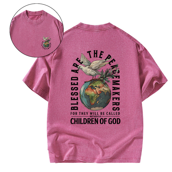 Blessed Are The Peacemakers Christian Washed T-Shirt
