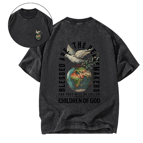 Blessed Are The Peacemakers Christian Washed T-Shirt
