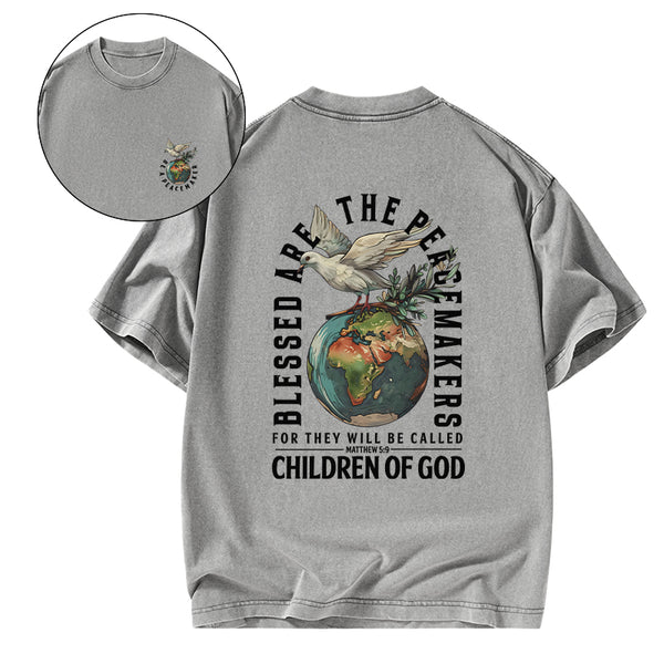 Blessed Are The Peacemakers Christian Washed T-Shirt