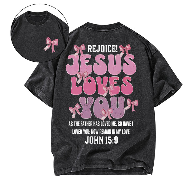 GC-WTSA0109 Jesus Loves You Christian Washed T-Shirt