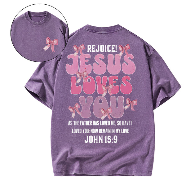 GC-WTSA0109 Jesus Loves You Christian Washed T-Shirt
