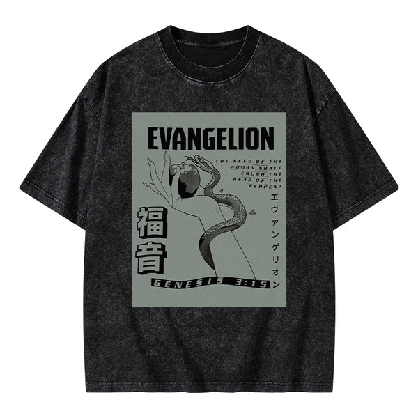Evangelion Chirstian Washed T-Shirt