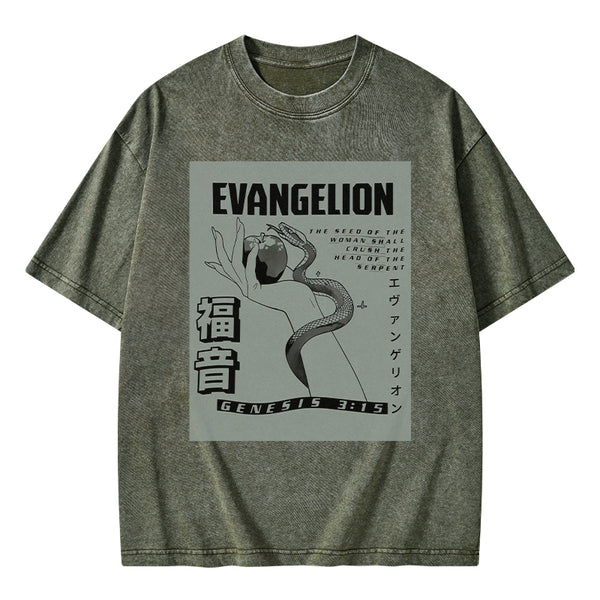 Evangelion Chirstian Washed T-Shirt