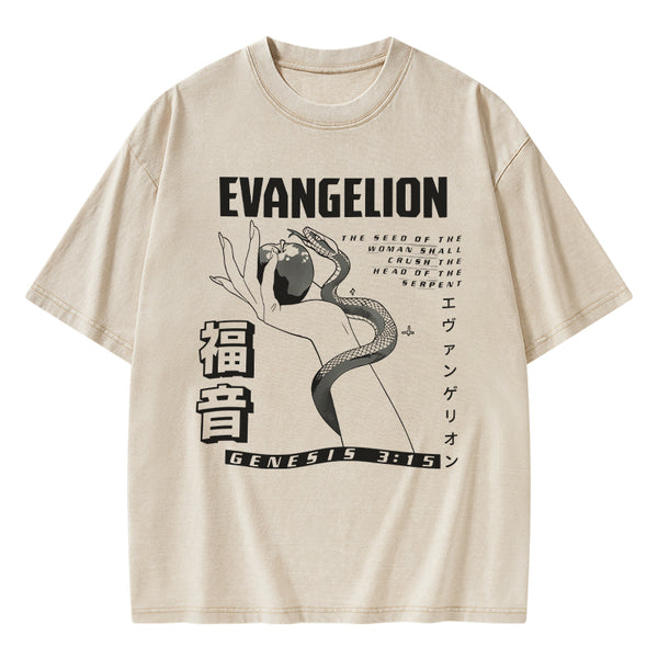 Evangelion Chirstian Washed T-Shirt