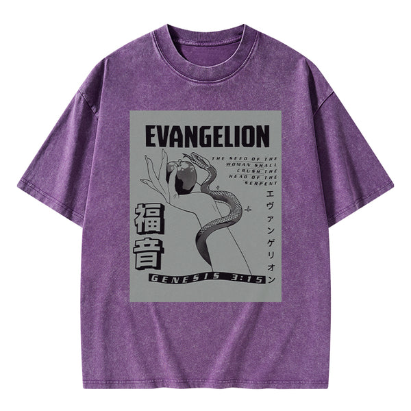 Evangelion Chirstian Washed T-Shirt