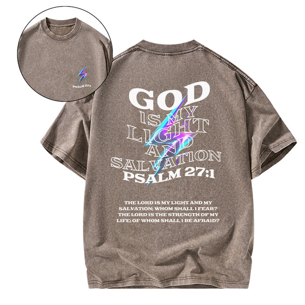 GC-WTSA0196 God Is My Light Chirstian Washed T-Shirt