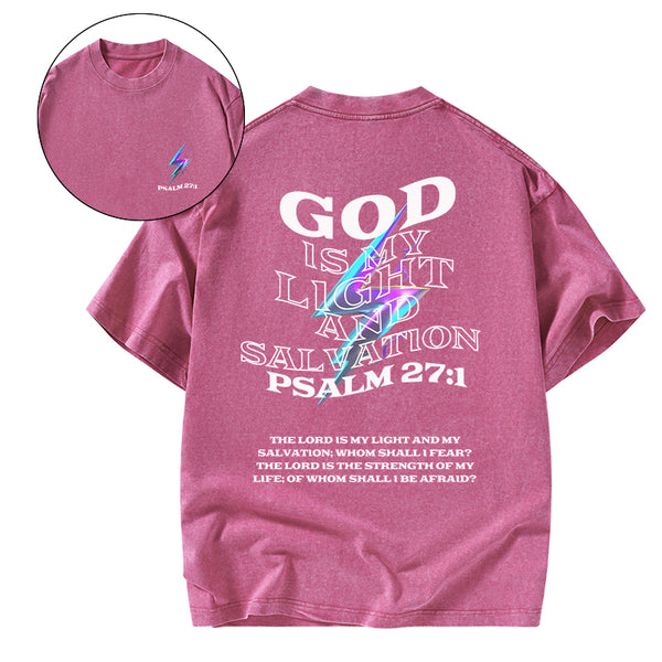 GC-WTSA0196 God Is My Light Chirstian Washed T-Shirt