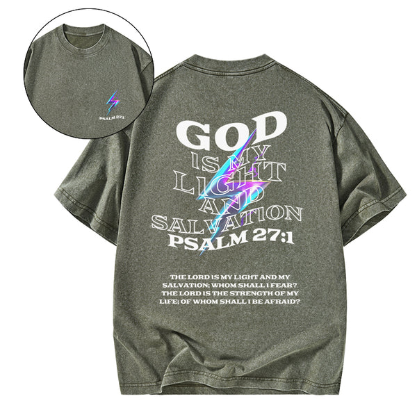GC-WTSA0196 God Is My Light Chirstian Washed T-Shirt