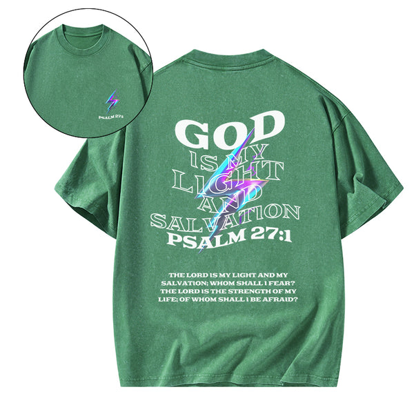 GC-WTSA0196 God Is My Light Chirstian Washed T-Shirt