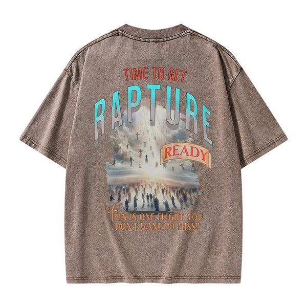 GC-WTSA0320 Time To Get Rapture Chirstian Washed T-Shirt