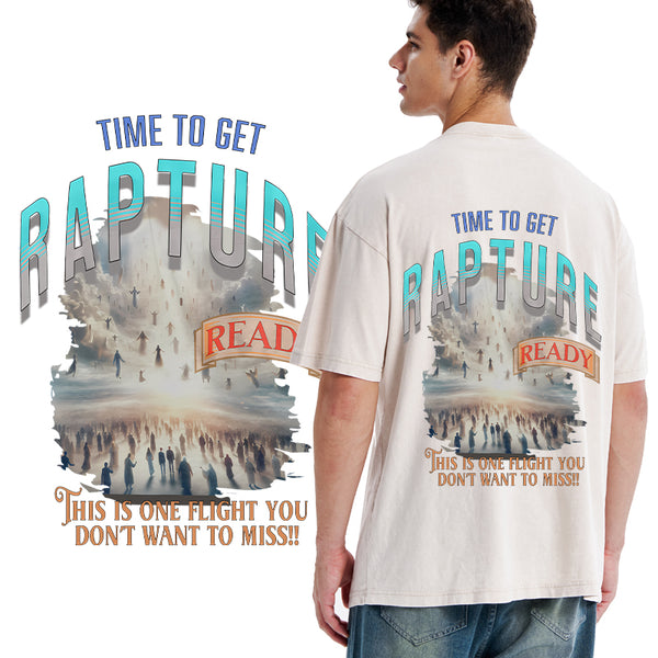 GC-WTSA0320 Time To Get Rapture Chirstian Washed T-Shirt