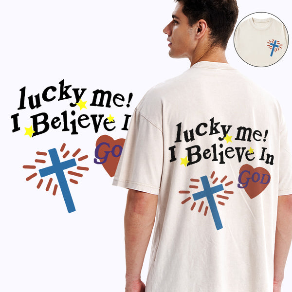 GC-WTSA0339 I Believe In God Chirstian Washed T-Shirt