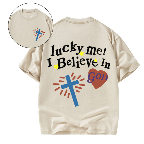 GC-WTSA0339 I Believe In God Chirstian Washed T-Shirt