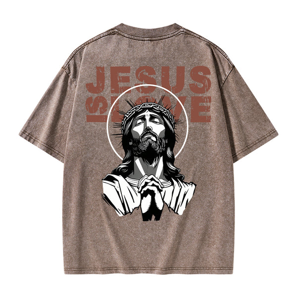 GC-WTSA0342 Jesus Is Alive Chirstian Washed T-Shirt