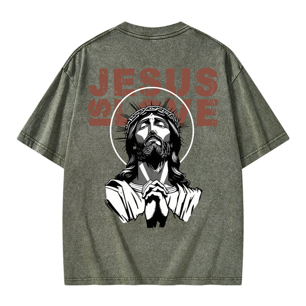 GC-WTSA0342 Jesus Is Alive Chirstian Washed T-Shirt