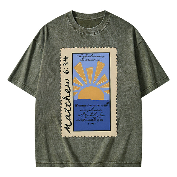 GC-WTSA0392 Therefore Don't Worry Christian Washed T-Shirt