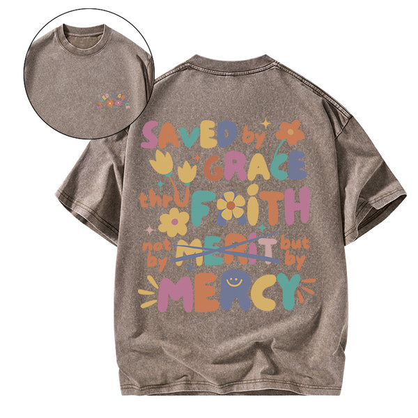 GC-WTSA0462 Saved By Grace Christian Washed T-Shirt