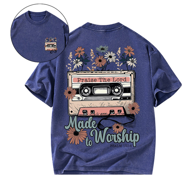 GC-WTSA0491 Made To Worship Christian Washed T-Shirt
