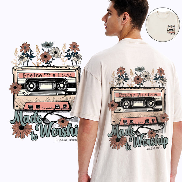 GC-WTSA0491 Made To Worship Christian Washed T-Shirt