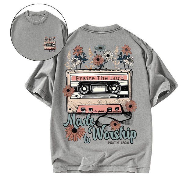 GC-WTSA0491 Made To Worship Christian Washed T-Shirt