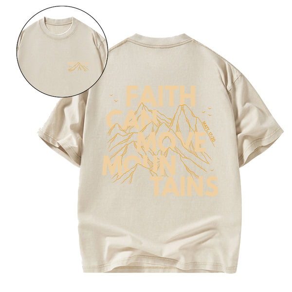 GC-WTSA0507 Faith Can Move Mountain Christian Washed T-Shirt