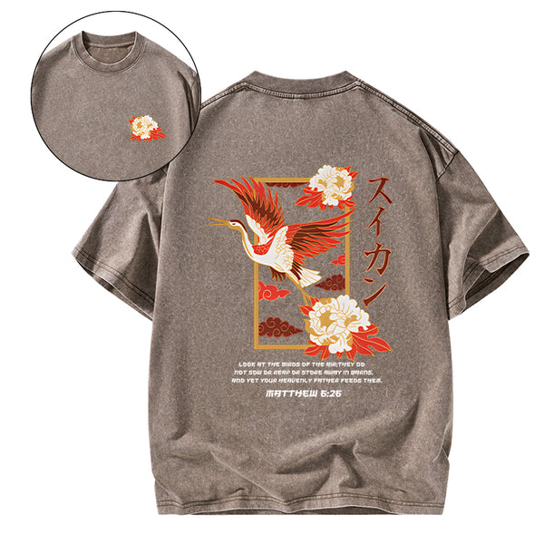 Look At The Birds Christian Washed T-Shirt