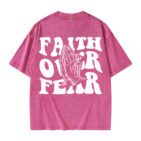 Faith Over Fear Christian Washed T-Shirt