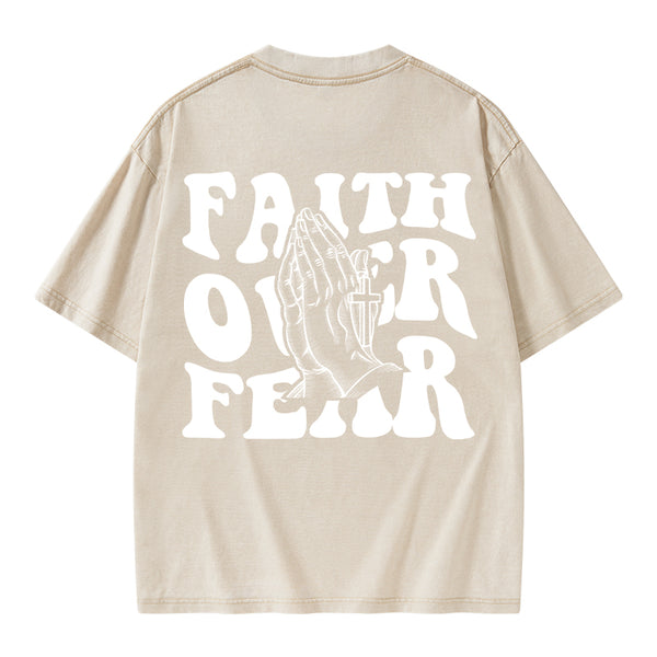 Faith Over Fear Christian Washed T-Shirt