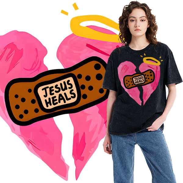 Jesus Heals Christian Washed T-Shirt