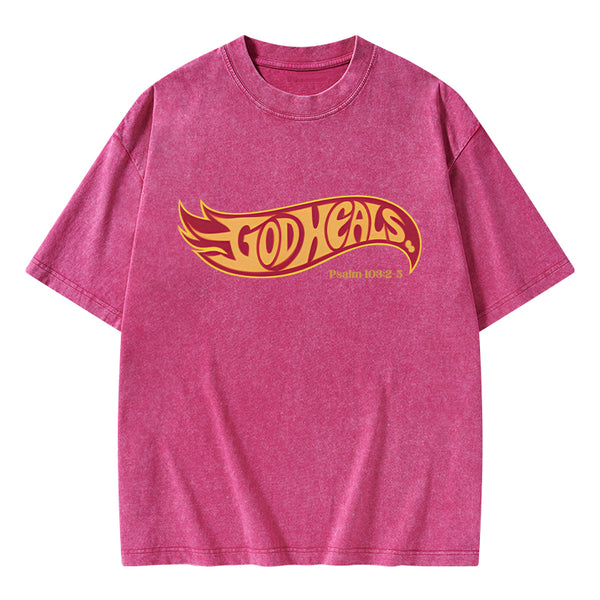 GC-WTSA0806 God Heals Christian Washed T-Shirt