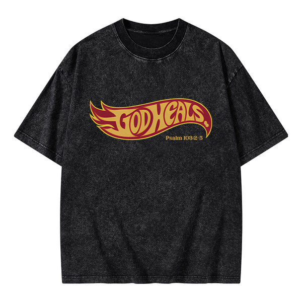 GC-WTSA0806 God Heals Christian Washed T-Shirt