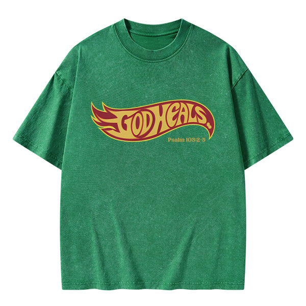 GC-WTSA0806 God Heals Christian Washed T-Shirt