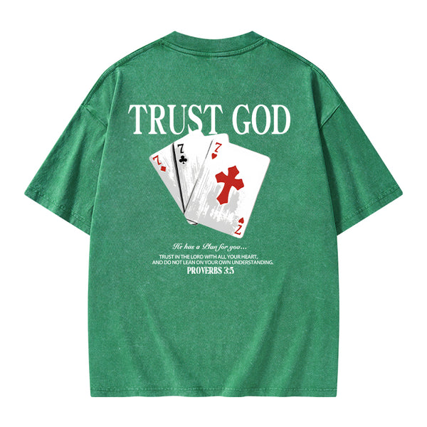 GC-WTSA0815 Trust God Christian Washed T-Shirt