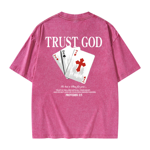 GC-WTSA0815 Trust God Christian Washed T-Shirt