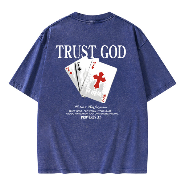 GC-WTSA0815 Trust God Christian Washed T-Shirt