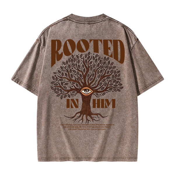 GC-WTSA0829 Rooted In Him Christian Washed T-Shirt