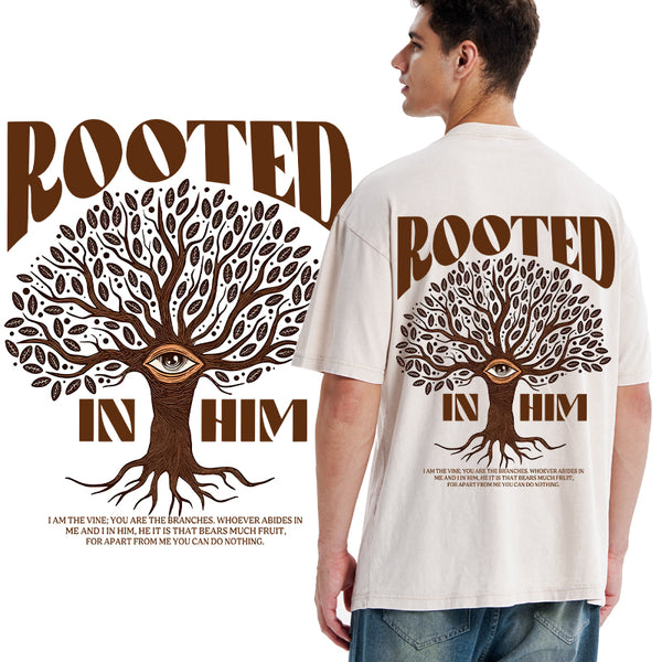 GC-WTSA0829 Rooted In Him Christian Washed T-Shirt