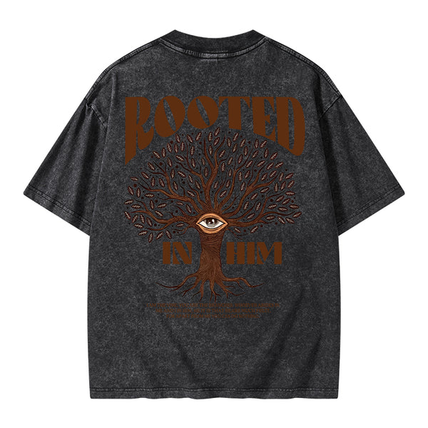 GC-WTSA0829 Rooted In Him Christian Washed T-Shirt