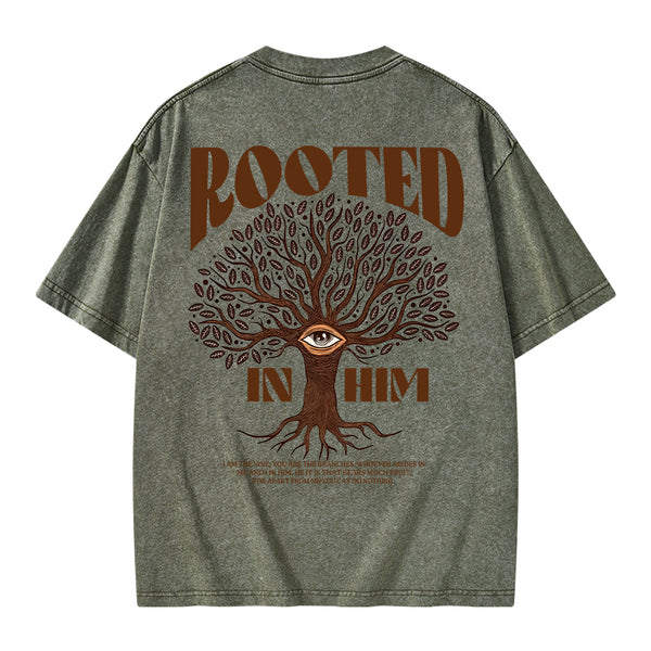 GC-WTSA0829 Rooted In Him Christian Washed T-Shirt