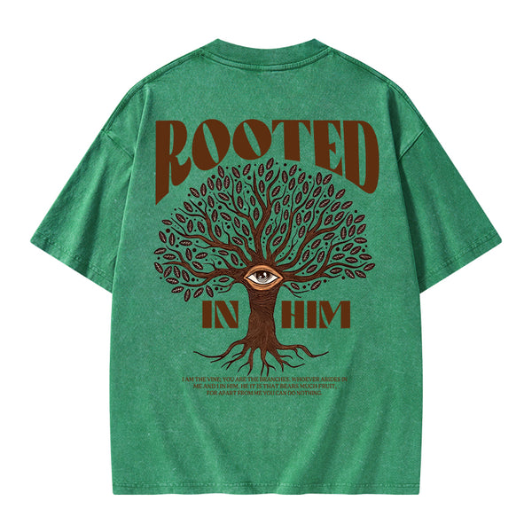 GC-WTSA0829 Rooted In Him Christian Washed T-Shirt