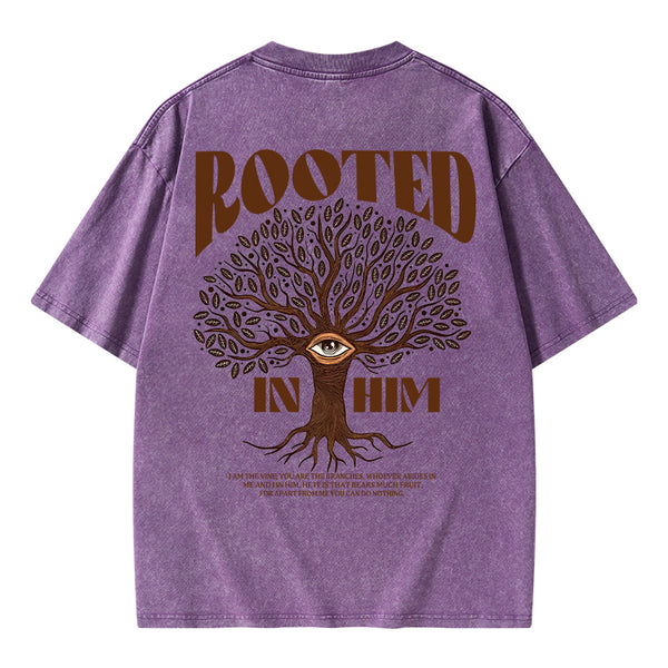 GC-WTSA0829 Rooted In Him Christian Washed T-Shirt